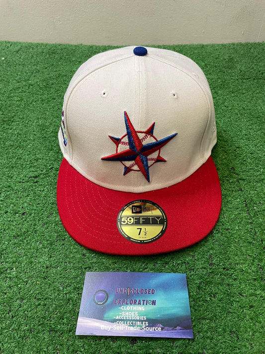 Seattle Mariners white and red 20th anniversary new era fitted hat