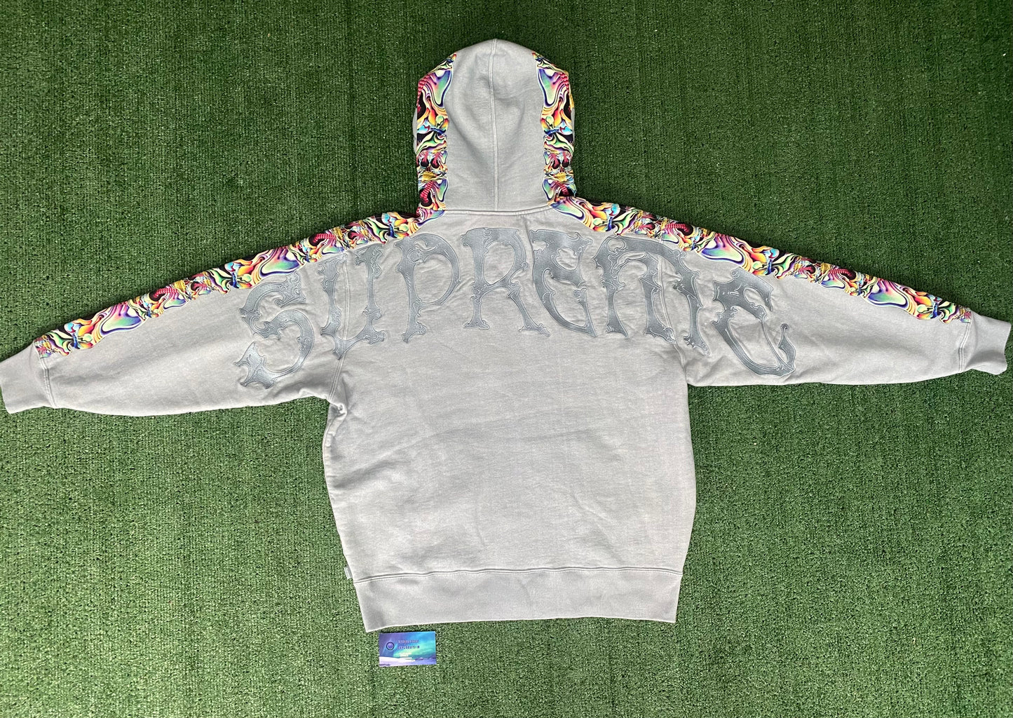 Supreme skulls zip up hoodie light slate