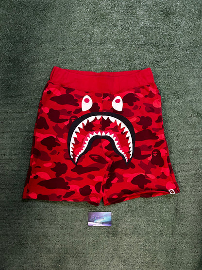 Bape red camo shark shorts