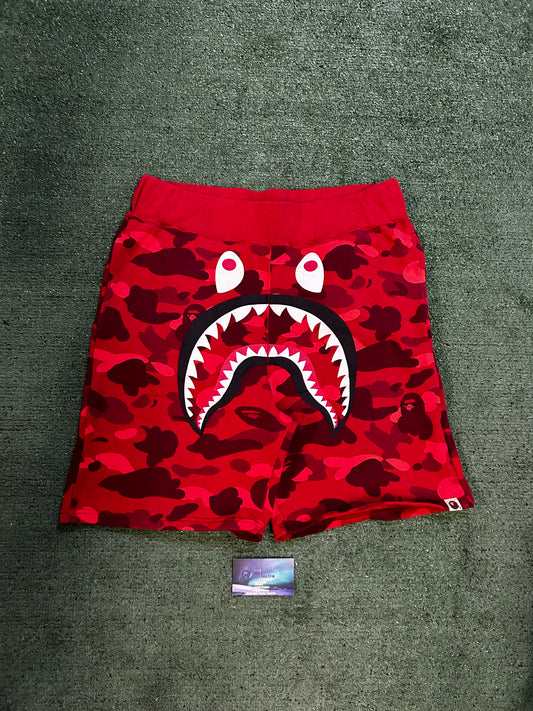 Bape red camo shark shorts