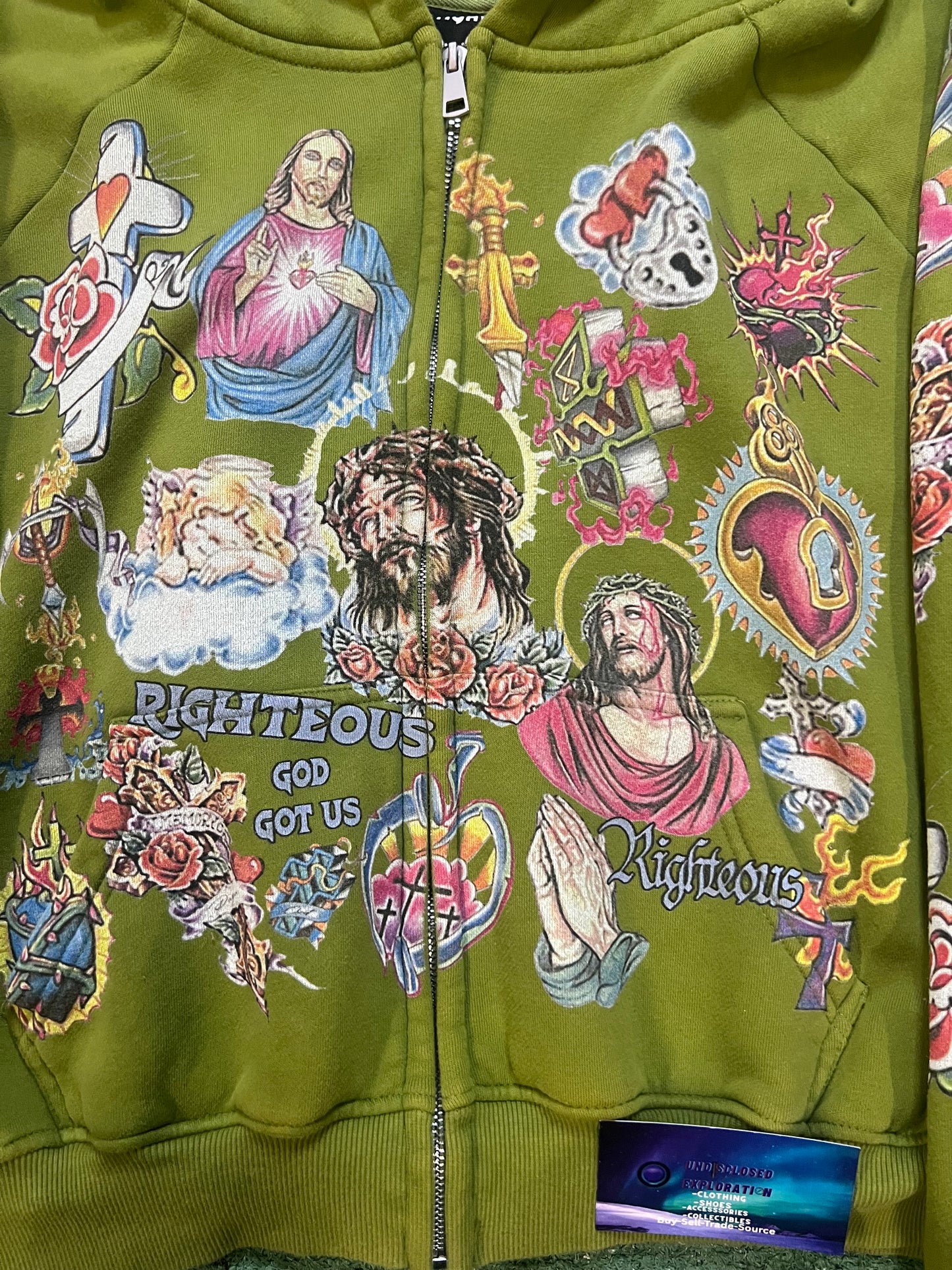 We Are Righteous Risen King Zip Up Moss green hoodie