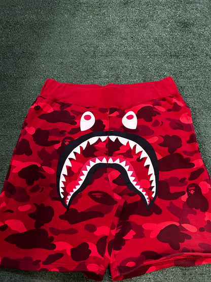 Bape red camo shark shorts