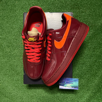 Nike Air Force 1 Patent Leather Dark Team Red