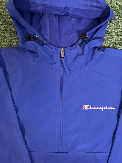 Champion half zip windbreaker blue hoodie