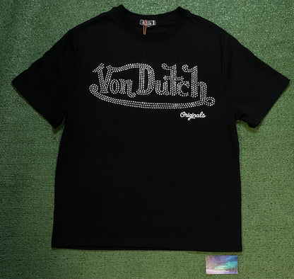 Von Dutch black rhinestone tee