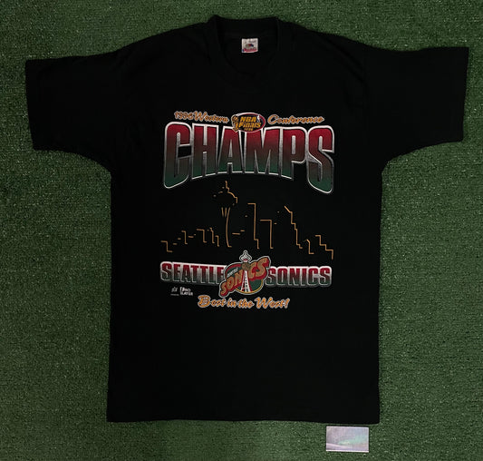 Vintage 1990s Seattle Sonics western conference champs tee