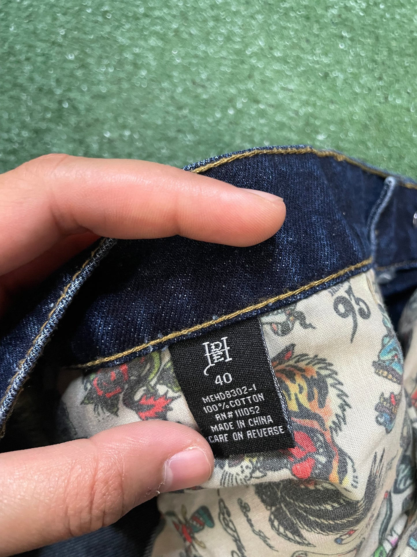 Ed Hardy dark blue tiger jeans