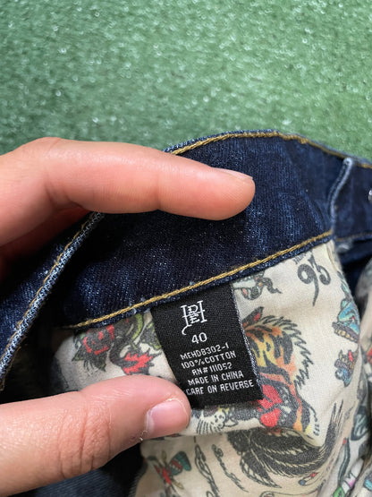 Ed Hardy dark blue tiger jeans