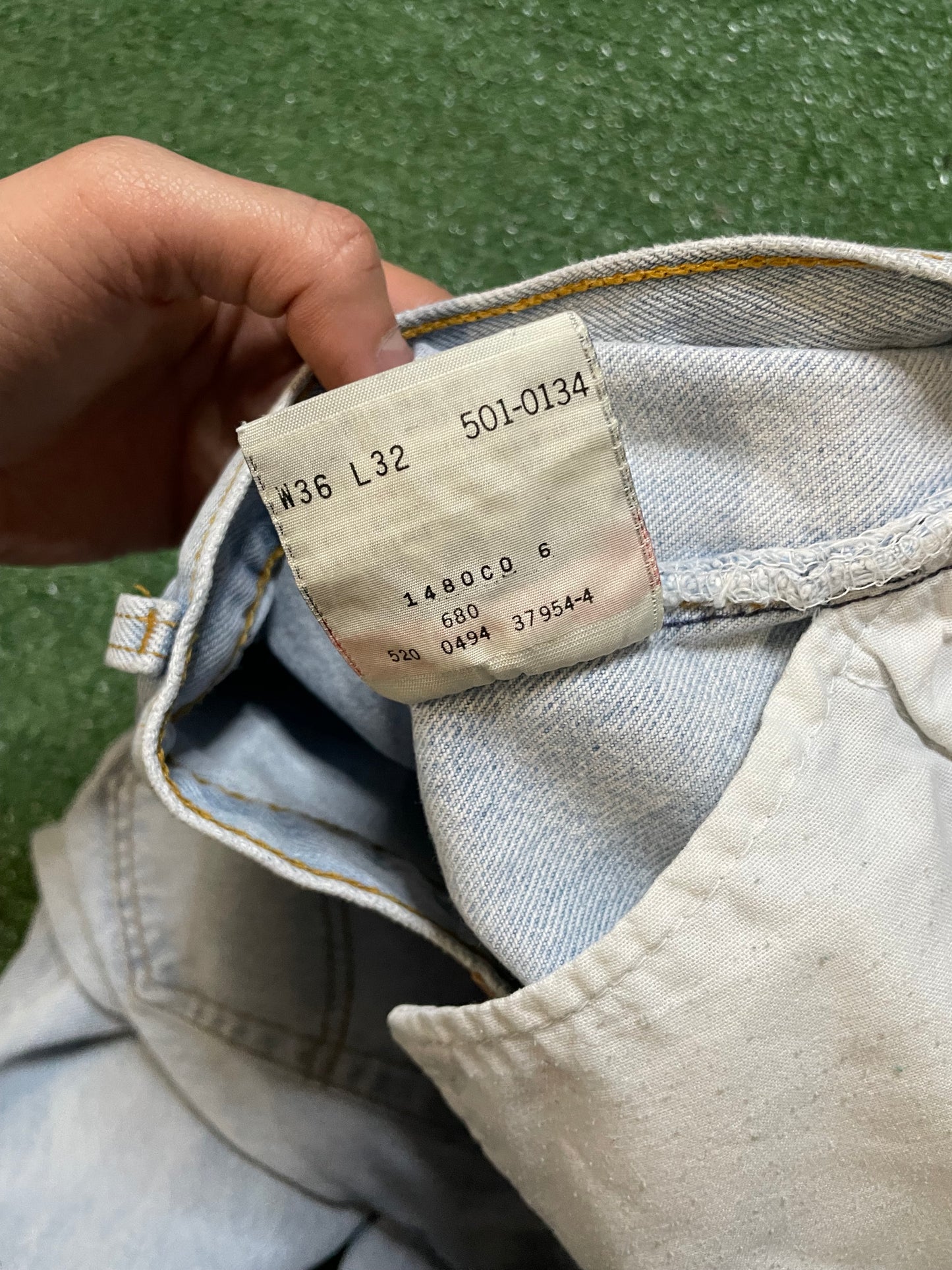 Vintage 1990s Levi’s 501XX light wash blue denim jeans 501-0134