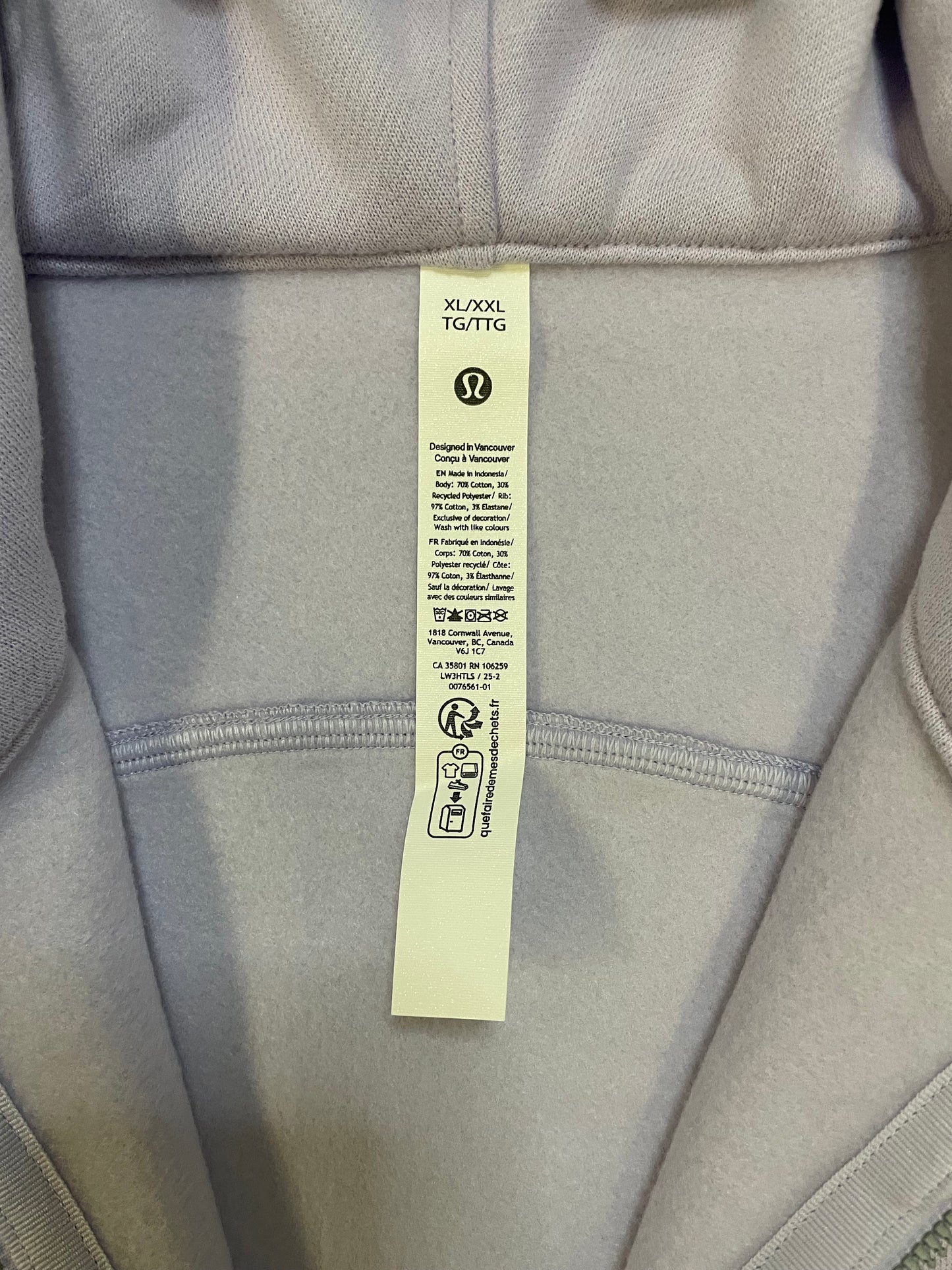 Lululemon Scuba Oversized light violet hoodie