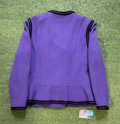 Vintage 1990s Chanel purple  tweed skirt Suit