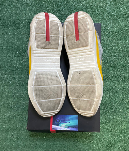 Prada America cup patent sunny yellow silver size 12men/13.5women