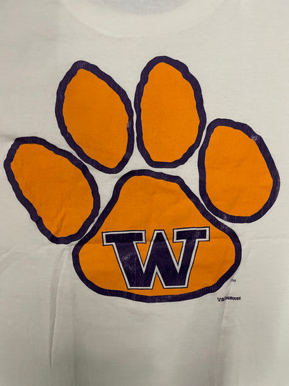 Vintage 1990s UW University of Washington huskies Pawprint tee