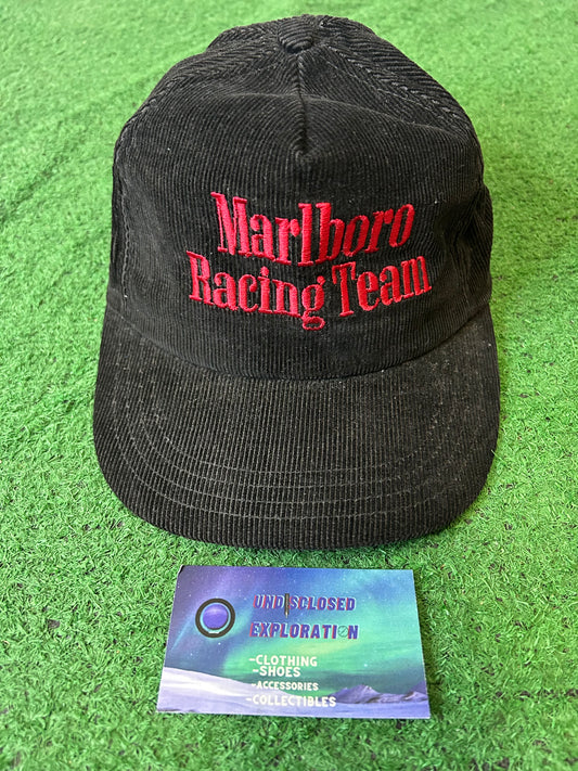 Vintage black 1990s Corduroy Malboro Racing Hat