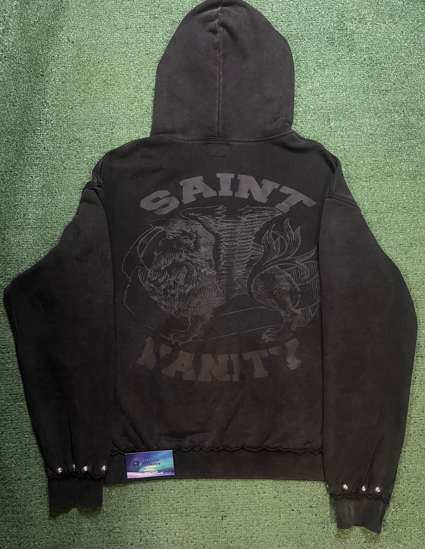 Saint vanity French terry studded black hoodie