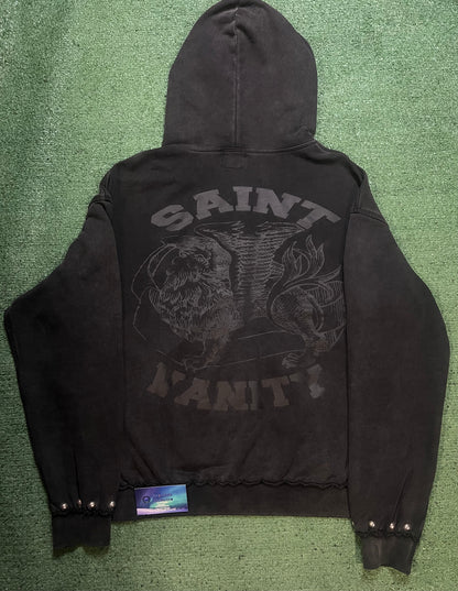 Saint vanity French terry studded black hoodie
