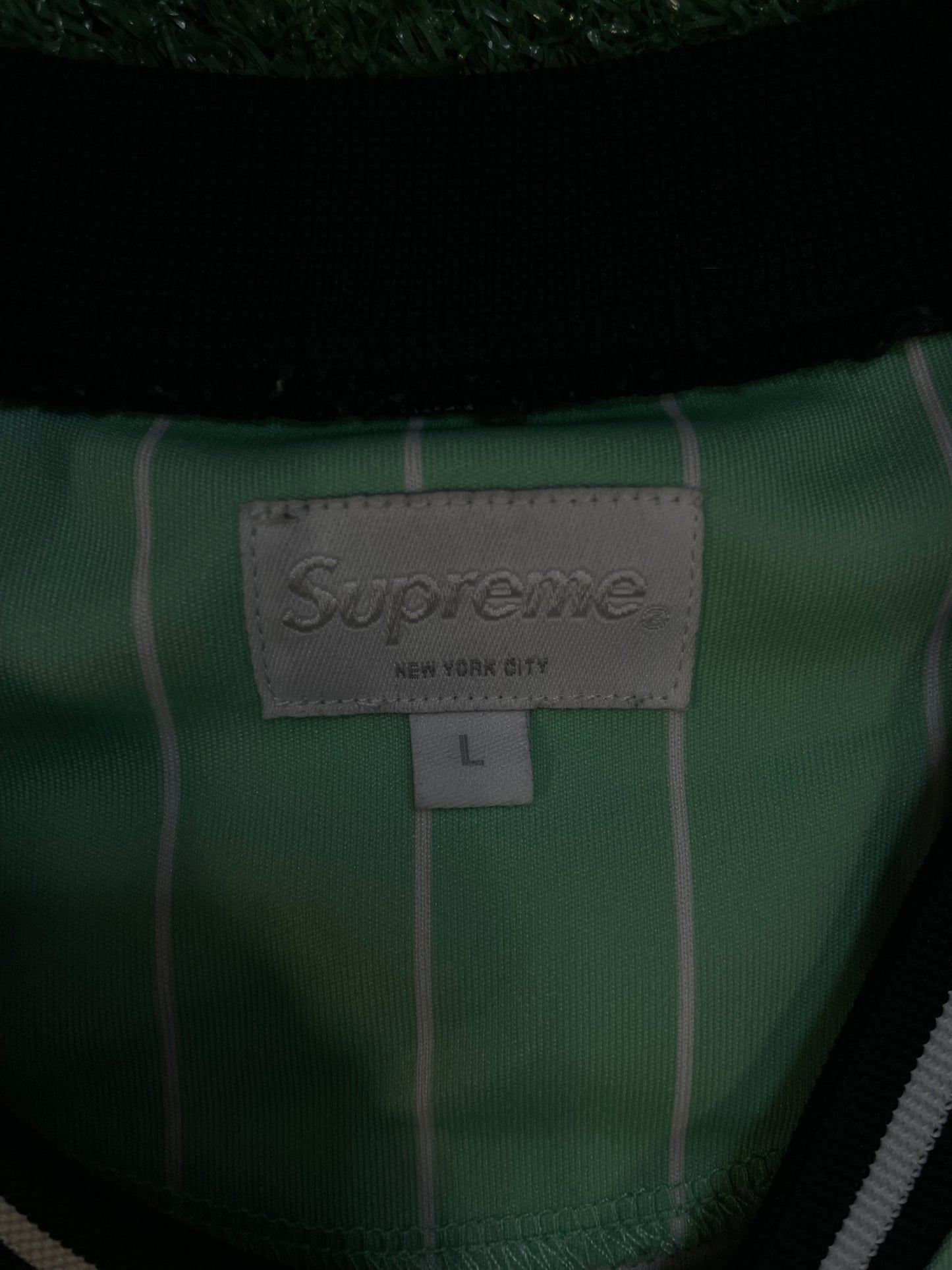 Supreme pinstripe baseball mint jersey