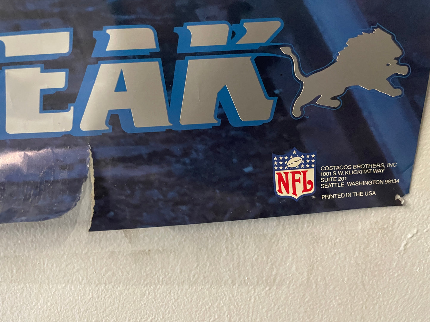 Vintage 1990s Barry Sanders Detroit lions silver streak poster