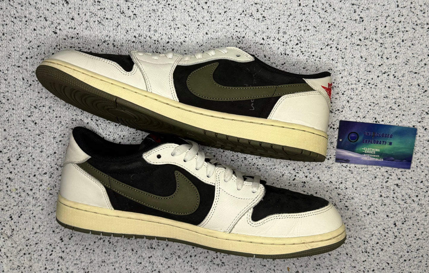 Jordan 1 Low Travis Scott Olive 11.5 Men/13 Women “Preowned”