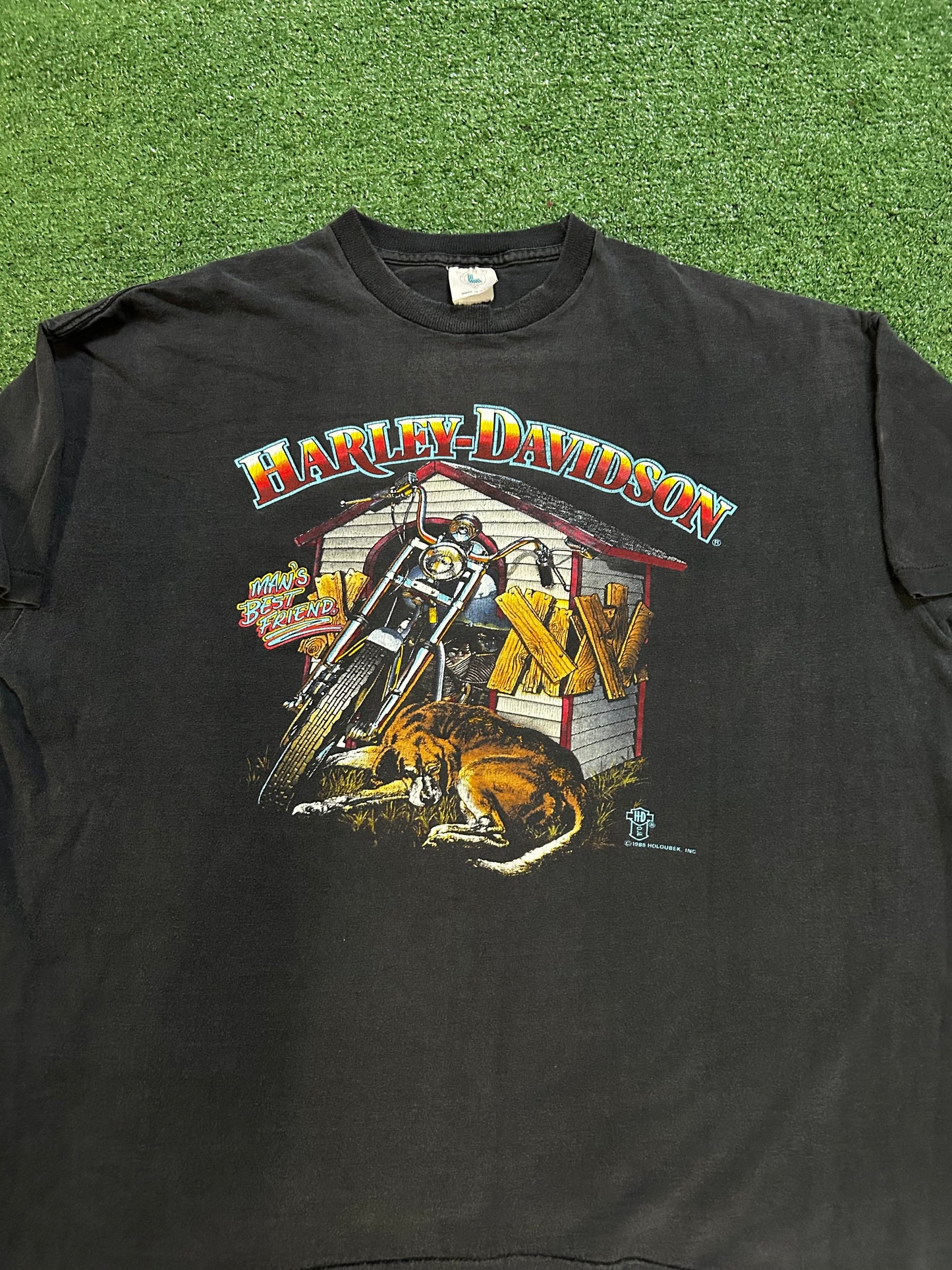 Vintage 1980s Harley Davidson man’s best friend tee