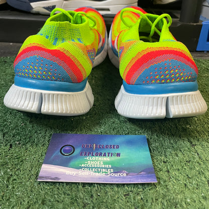 Nike free run 5.0 flyknit rainbow size 12men/13.5women