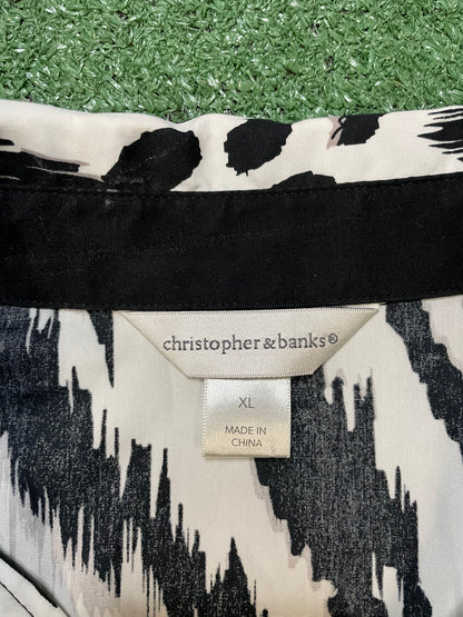 Christopher& banks black & white button up