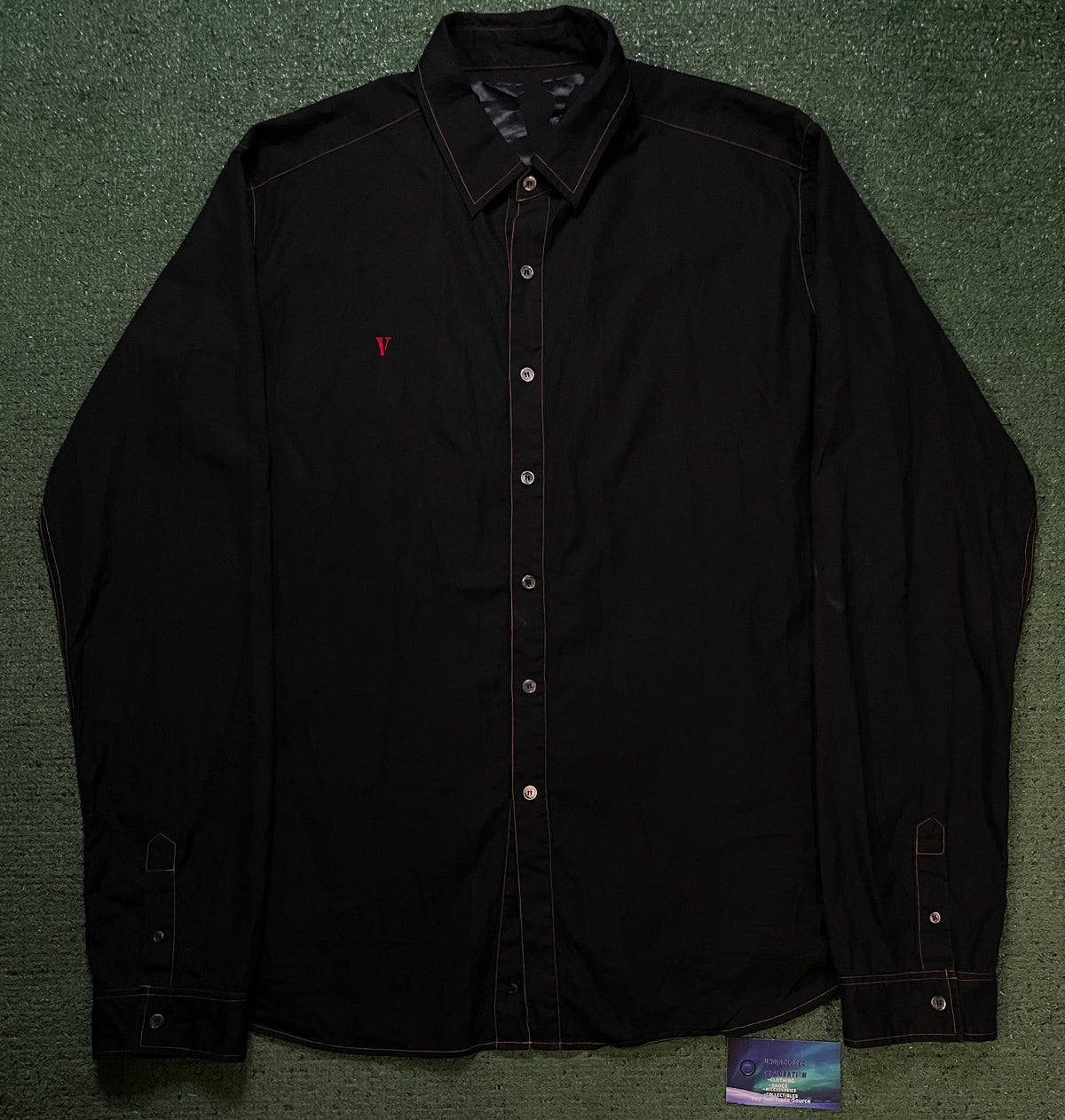 Vlone black longsleeve embroidered button up