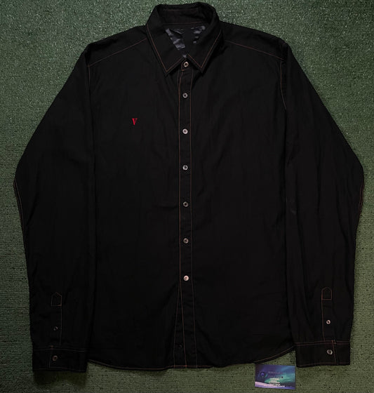 Vlone black longsleeve embroidered button up