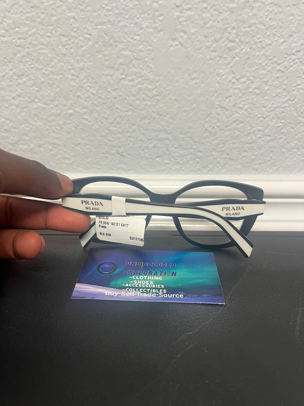 Prada black & white cat eye VPR B04 glasses