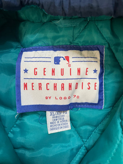 Vintage 1990s Seattle Mariners blue and teal puffer jacket