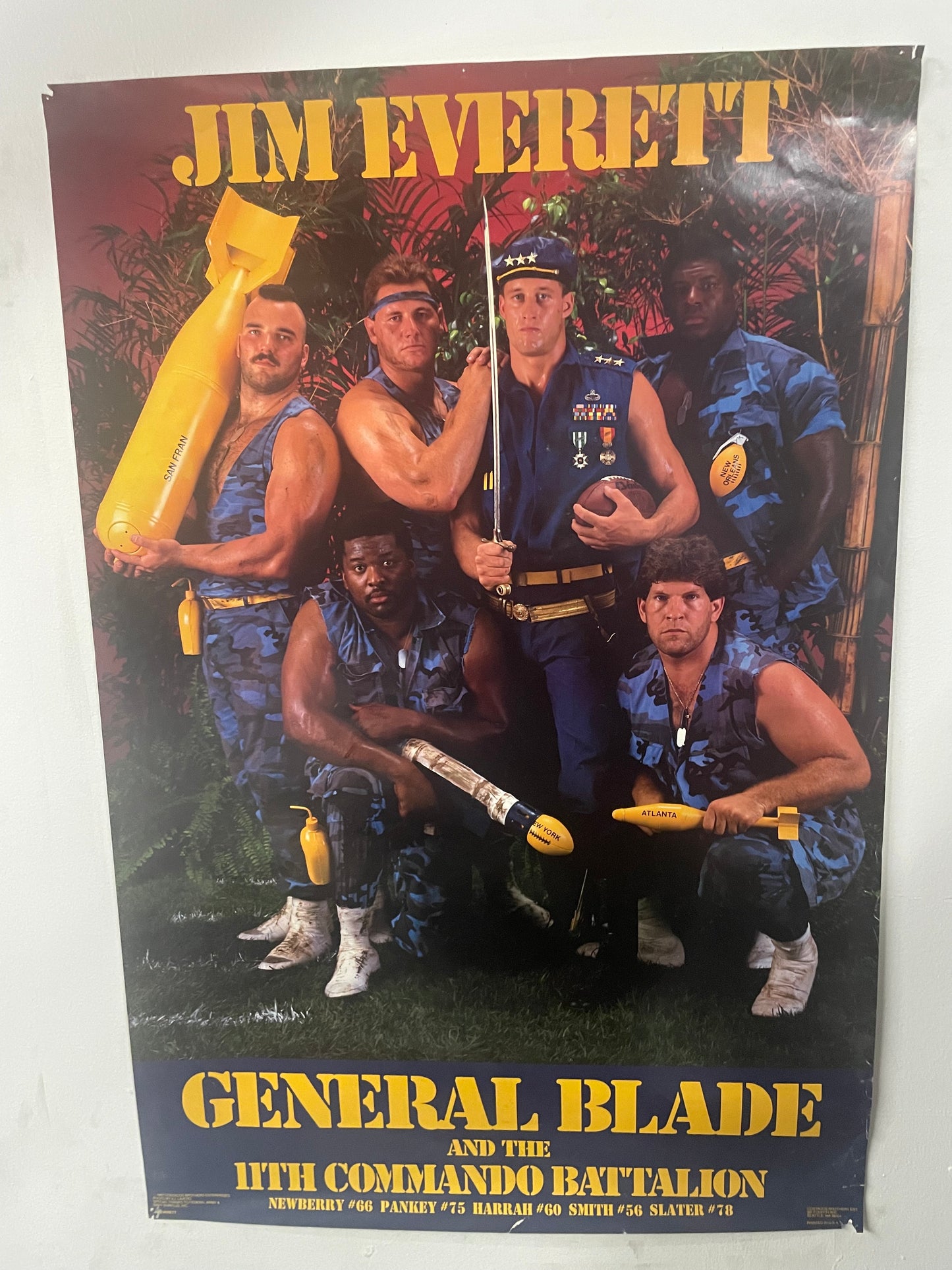 Vintage 1980s Jim Everett general  blade Los Angeles rams poster