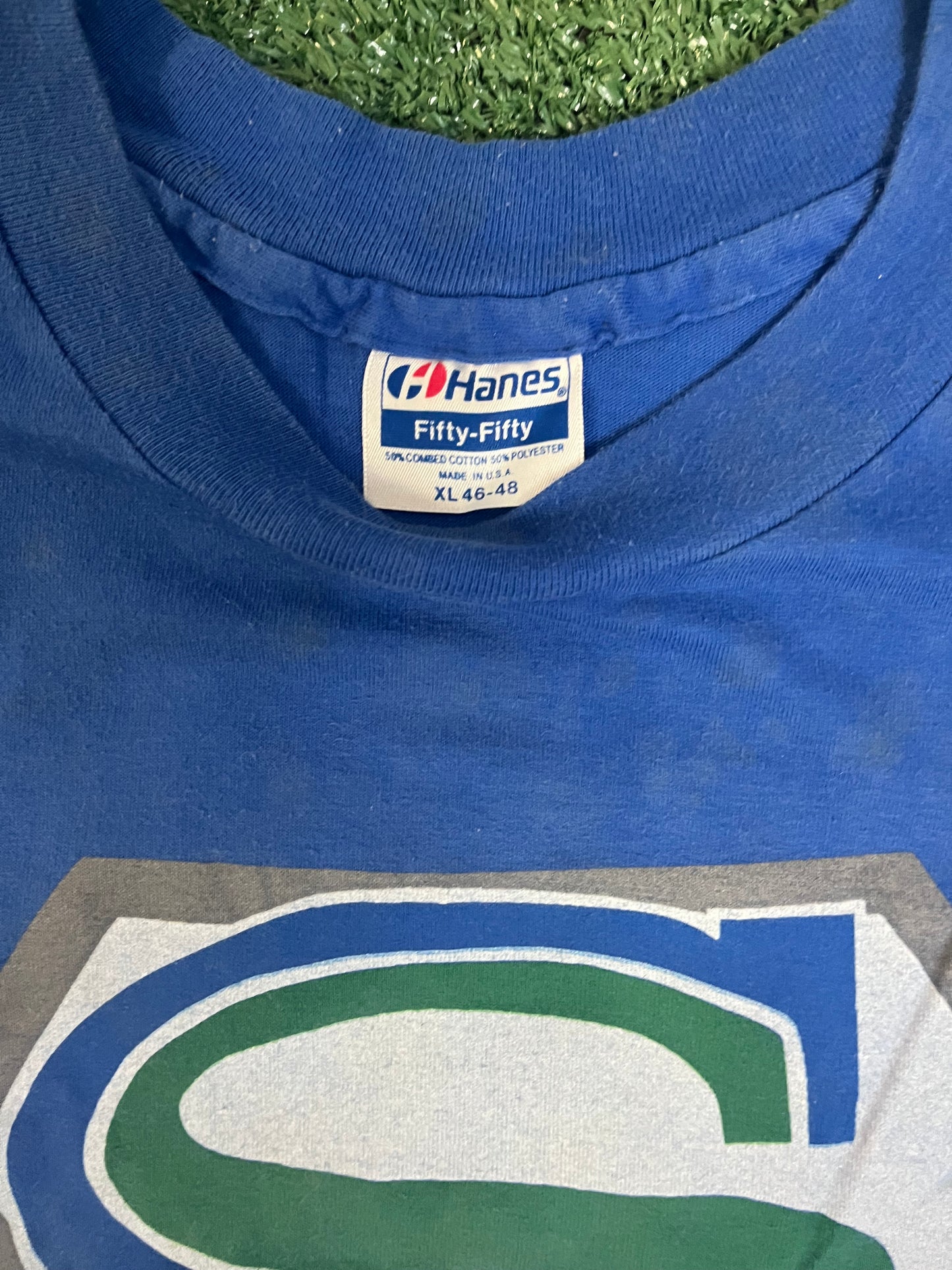 Vintage 1985 Seattle Seahawks Superman style tee