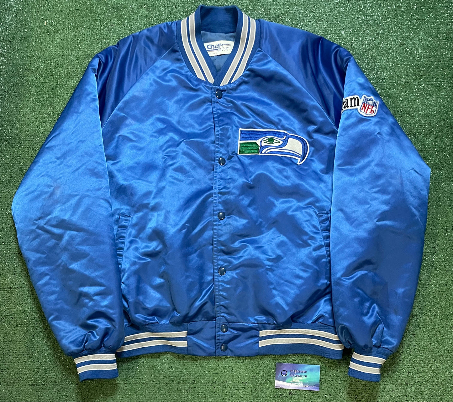 Vintage 1990s seattle Seahawks satin chalkline bomber jacket