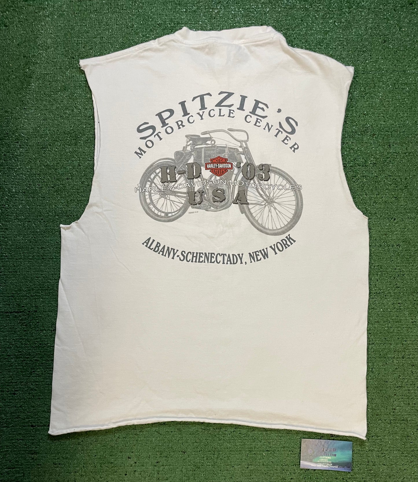 Vintage 2000s Harley Davidson white New York cutoff tee