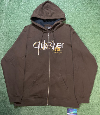 Vintage 2000s Quiksilver embroidered brown hoodie