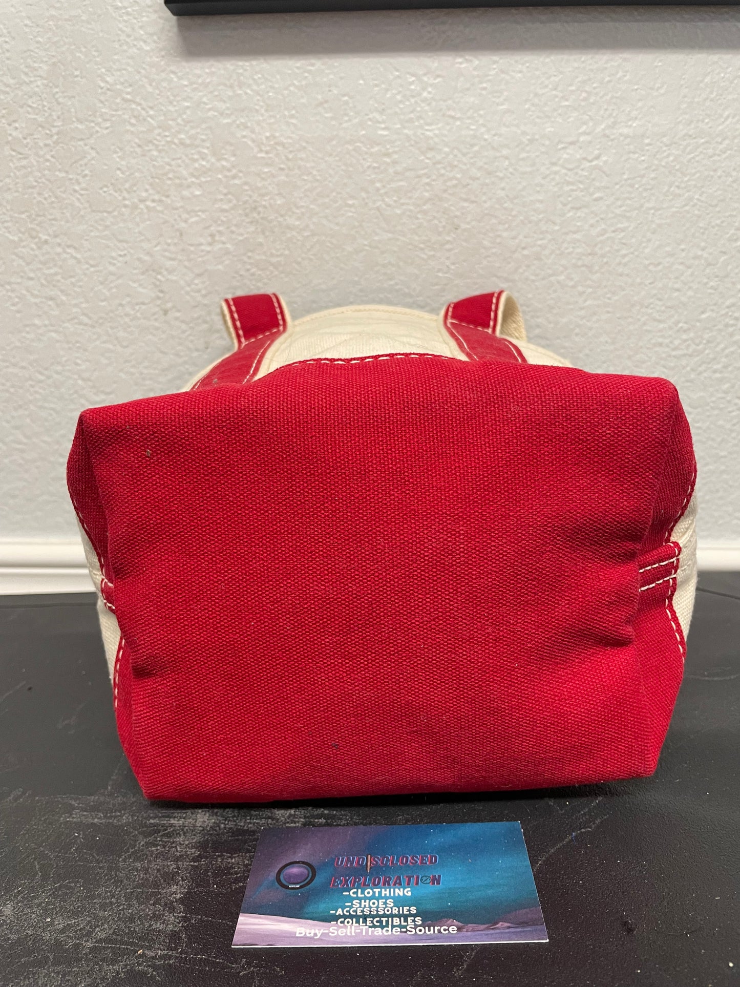 Lands end red & cream tote  bag