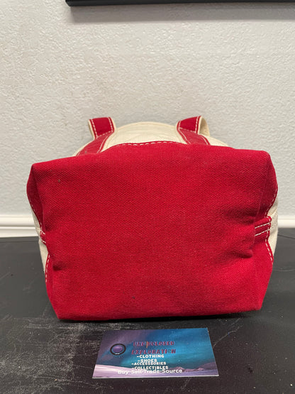 Lands end red & cream tote  bag