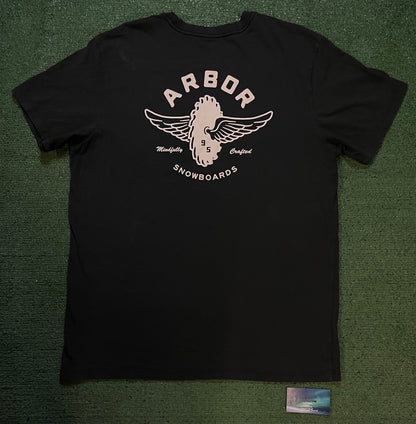 Arbor snowboards black and white tee