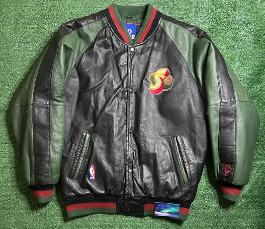 Vintage 90s Seattle SuperSonics Pro Player Leather Jacket