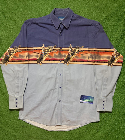 Vintage Wrangler Western Print Button Up