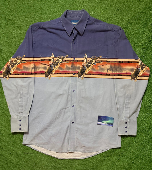 Vintage Wrangler Western Print Button Up