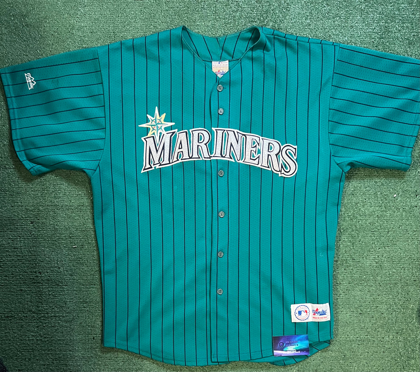 Vintage 1990s Seattle Mariners pinstripe jersey