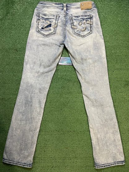 silver aiko mid straight jeans