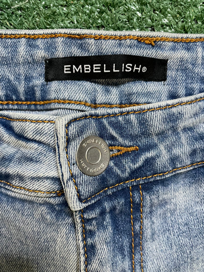 Embellish light wash distressed jeans