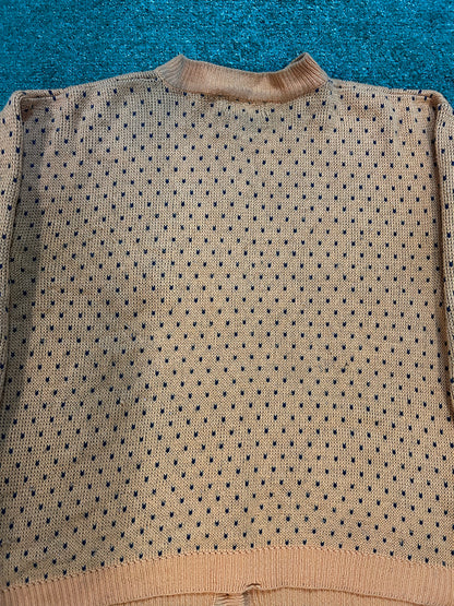 Vintage 1980s mustard polka dot cardigan