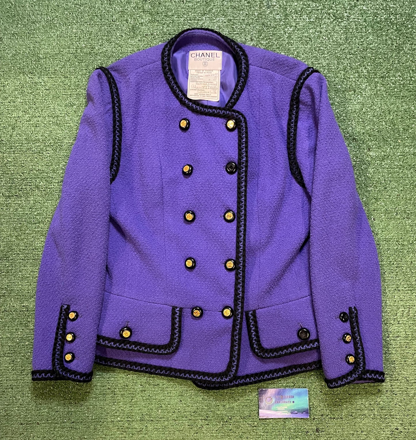 Vintage 1990s Chanel purple  tweed skirt Suit