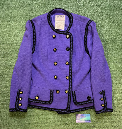 Vintage 1990s Chanel purple  tweed skirt Suit