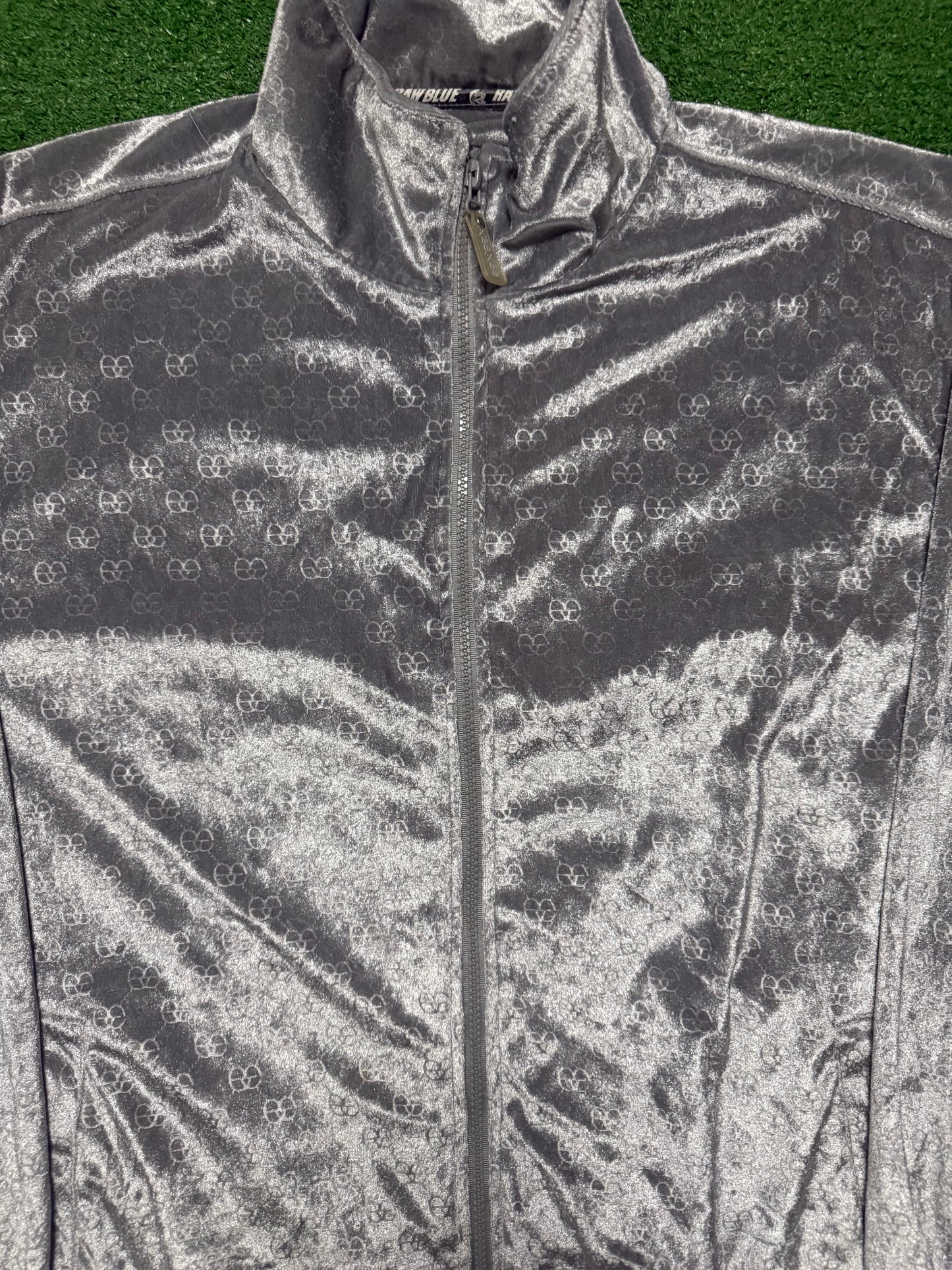 Vintage Raw Blue Velour Track Jacket