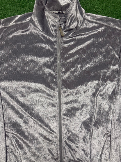 Vintage Raw Blue Velour Track Jacket