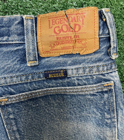 Vintage 1980s Rustler legendary gold blue jean shorts